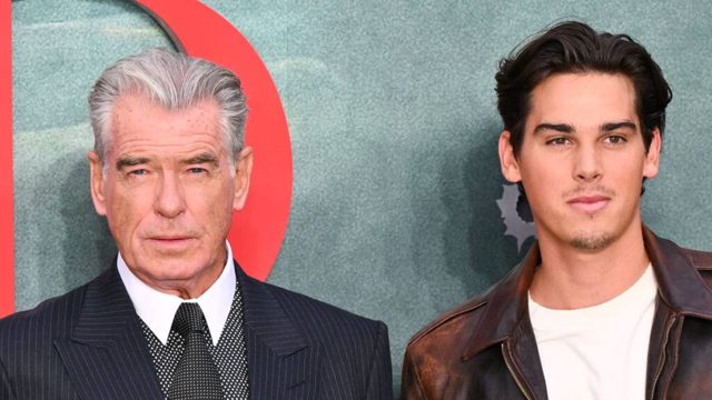 Pierce Brosnan’s son Paris twins with his famous dad in dashing red carpet appearance