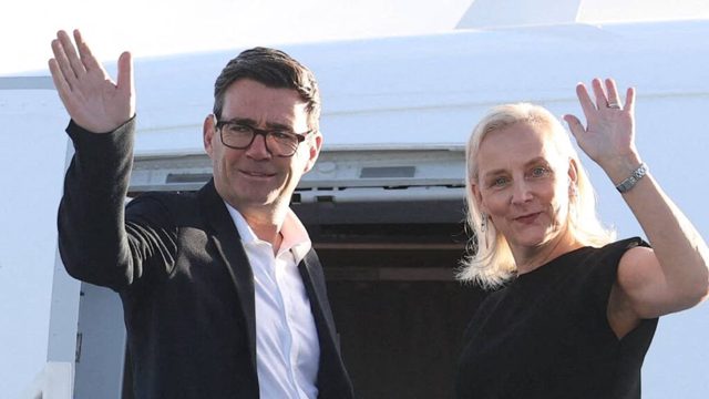 Andy Burnham’s wife Marie-France wears sleek £69 Karen Millen dress after stepping down from executive role