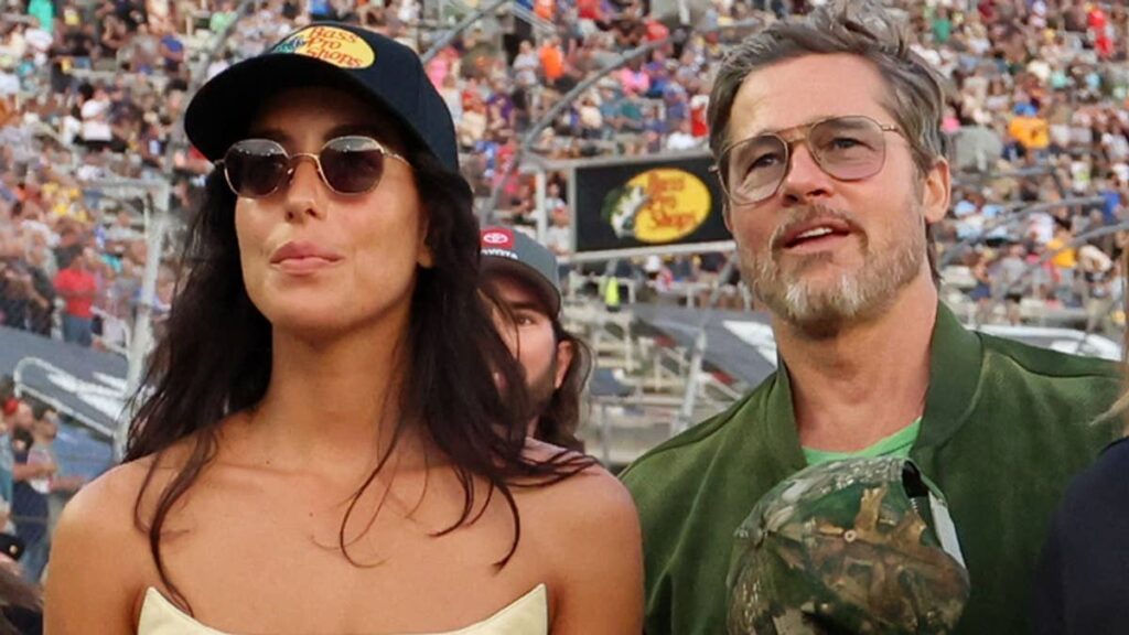 Brad Pitt’s girlfriend Ines de Ramon turns up the heat in tiny leather dress for trackside date