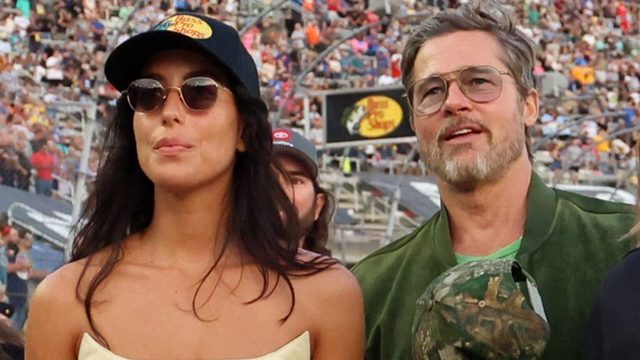 Brad Pitt’s girlfriend Ines de Ramon turns up the heat in tiny leather dress for trackside date