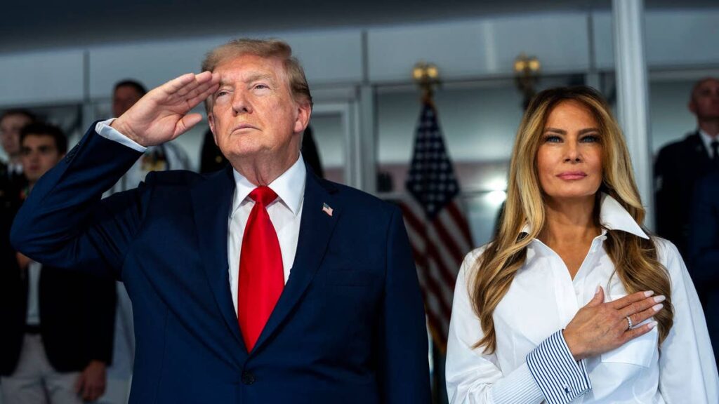 What Donald Trump and Melania appeared to whisper during ‘intense’ VIP suite exchange