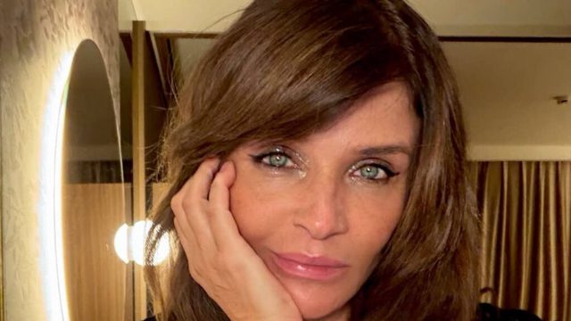 Helena Christensen, 57, sizzles in plunging black lace lingerie in striking new photos
