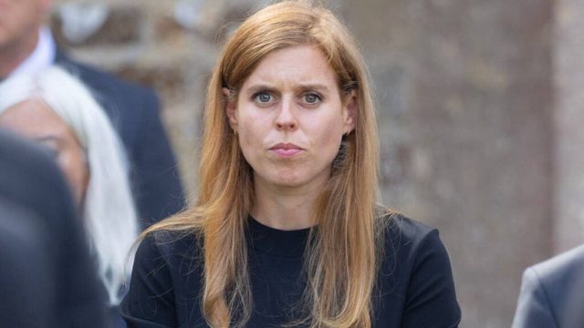 Princess Beatrice cuts a solemn figure as she represents mum Sarah Ferguson at her ex-boyfriend Paddy McNally’s funeral