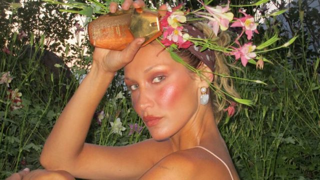 Bella Hadid shows off long supermodel legs in ethereal silk dress