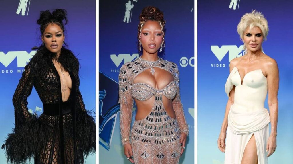 Teyana Taylor’s plunging lace gown leads a daring night of VMAs fashion