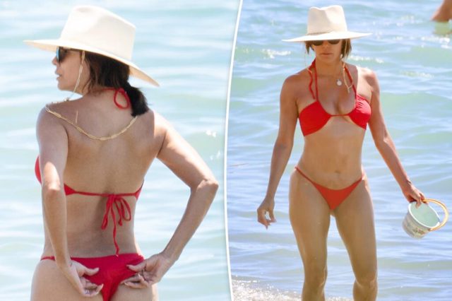 Eva Longoria, 51, takes a dip in red-hot cheeky bikini