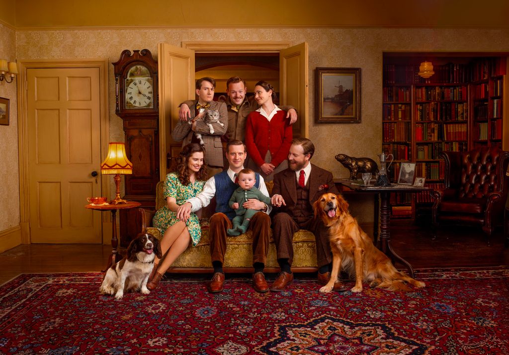 James Anthony-Rose as Richard Carmody, Callum Woodhouse as Tristan Farnon & Anna Madeley as Mrs Hall, Rachel Shenton as Helen Alderson, Nicholas Ralph as James Herriot & Samuel West as Siegfried Farnon