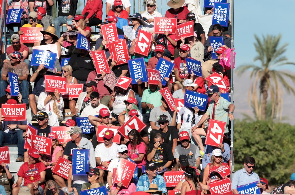 Coachella, Donald Trump supporters brave the heat during a rally at Calhoun Ranch in Coachella 