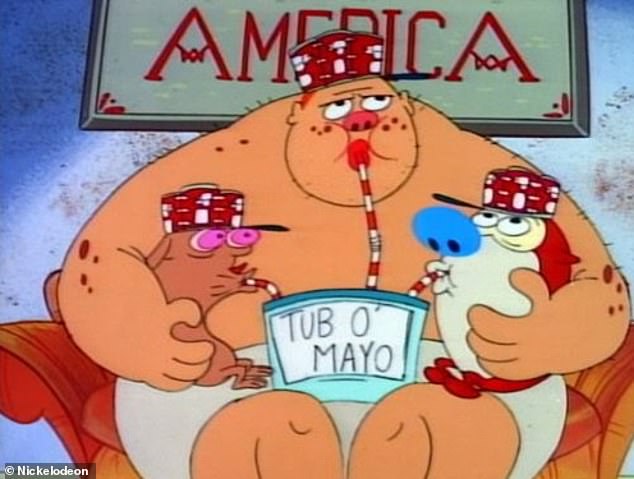 The Nicktoons classic often depicted Chihuahua Ren losing his temper and taking it out on Stimpy by slapping him around the face or beating him up