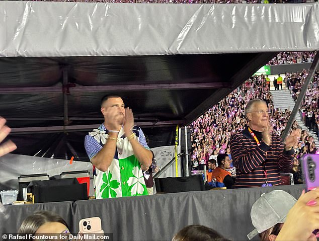 Cheering her on: He was seen cheering her on and appeared visibly impressed when Swift started performing hits from her Reputation Era