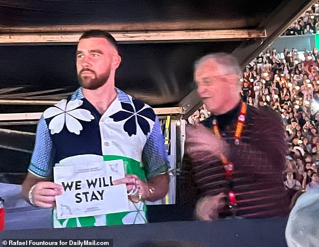 Meet the parents: The NFL star was supporting Taylor from the VIP tent alongside her dad