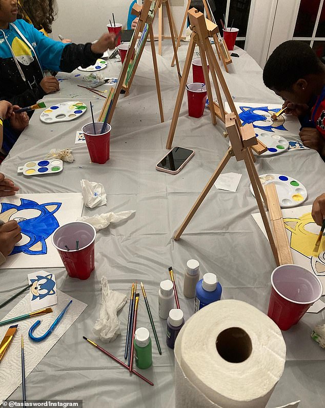 Barrino says they were asked to leave abruptly following a hot chocolate 'Sip & Paint' event (pictured)