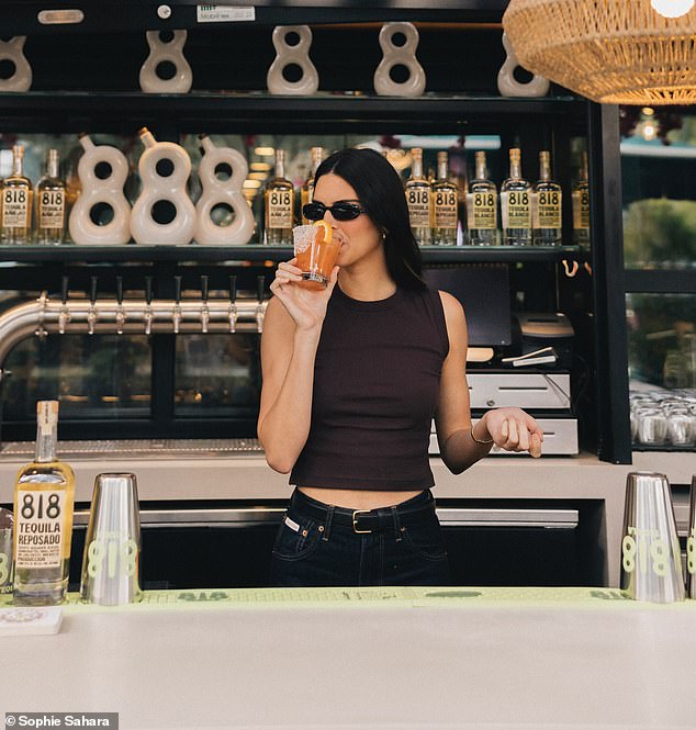 The name of her tequila brand comes from the area code for Calabasas, California-- the Southern California enclave where her famous family lives