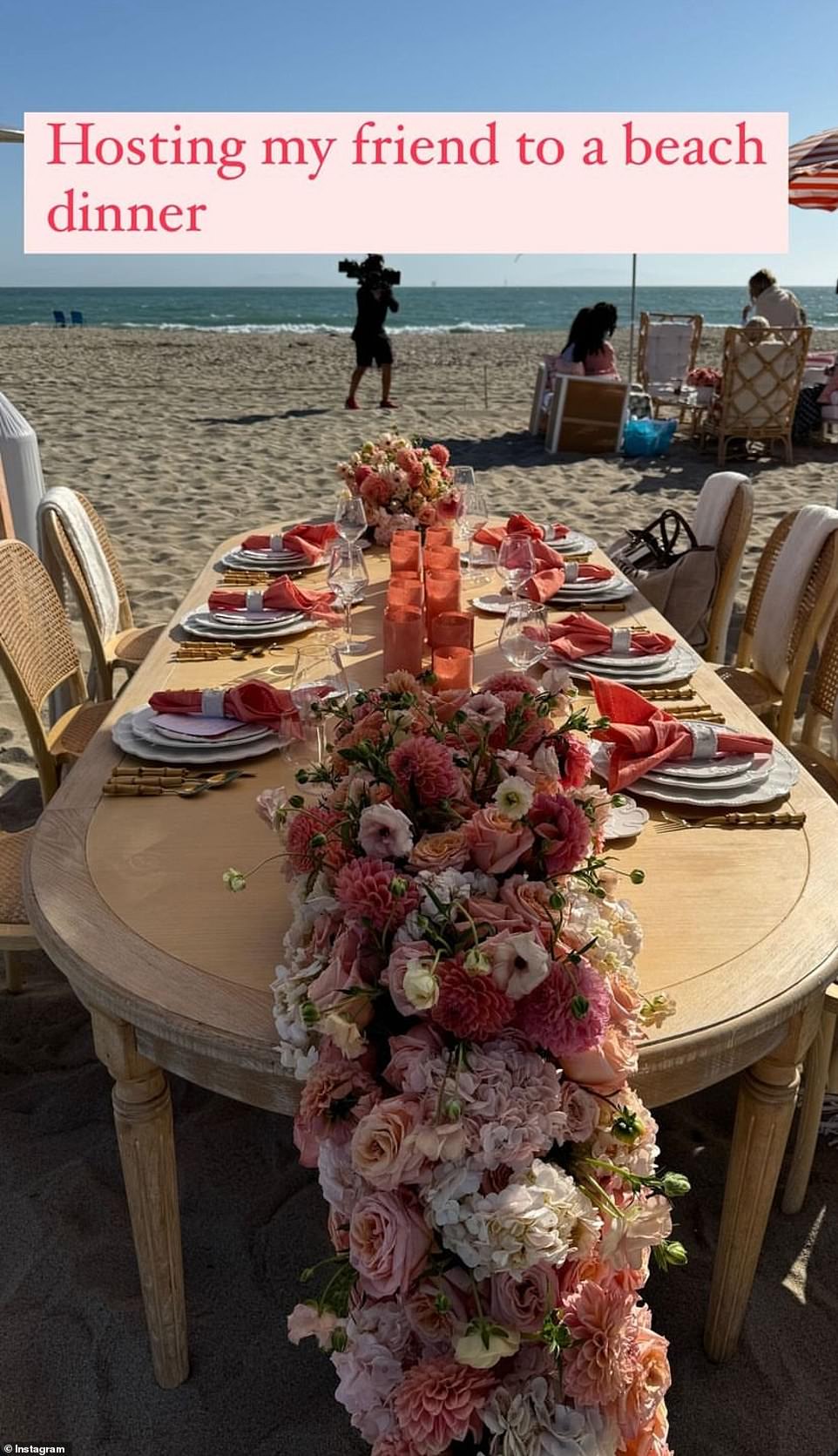 Garcelle, 57, hosted a lavish beach dinner party for seven guests on Friday complete with a floral-decorated dining table by the ocean