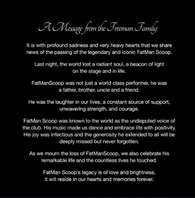 The artist's family paid a touching tribute as they announced his death, saying he was 'the laughter in our lives' as they branded him as 'the undisputed voice of the club'