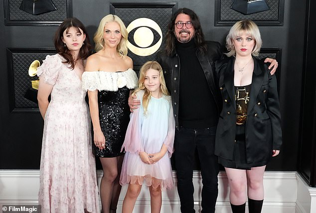 The couple share three daughters (L-R) Harper, 15, Ophelia, 10, and Violet, 18 (pictured at the Grammy Awards in 2023)