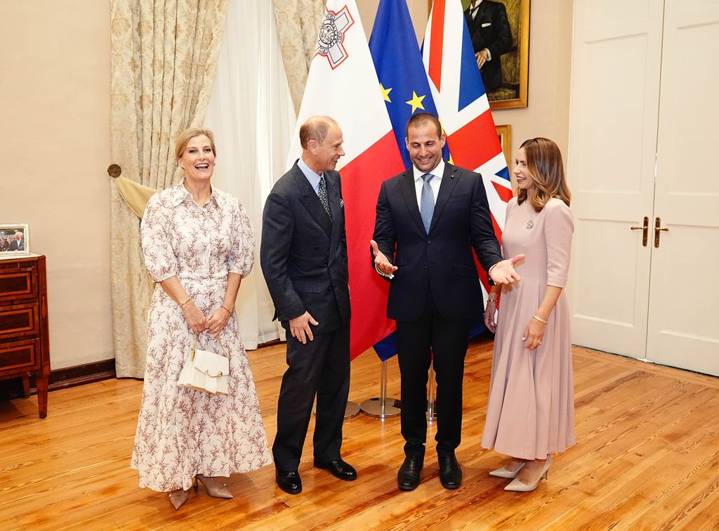 The Duke and Duchess of Edinburgh met the Prime Minister of Malta Dr Robert Abela, and his wife Dr Lydia Abela at Auberge de Castille