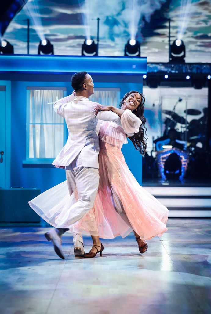 Johannes Radebe and Montell Douglas dancing a Viennese Waltz