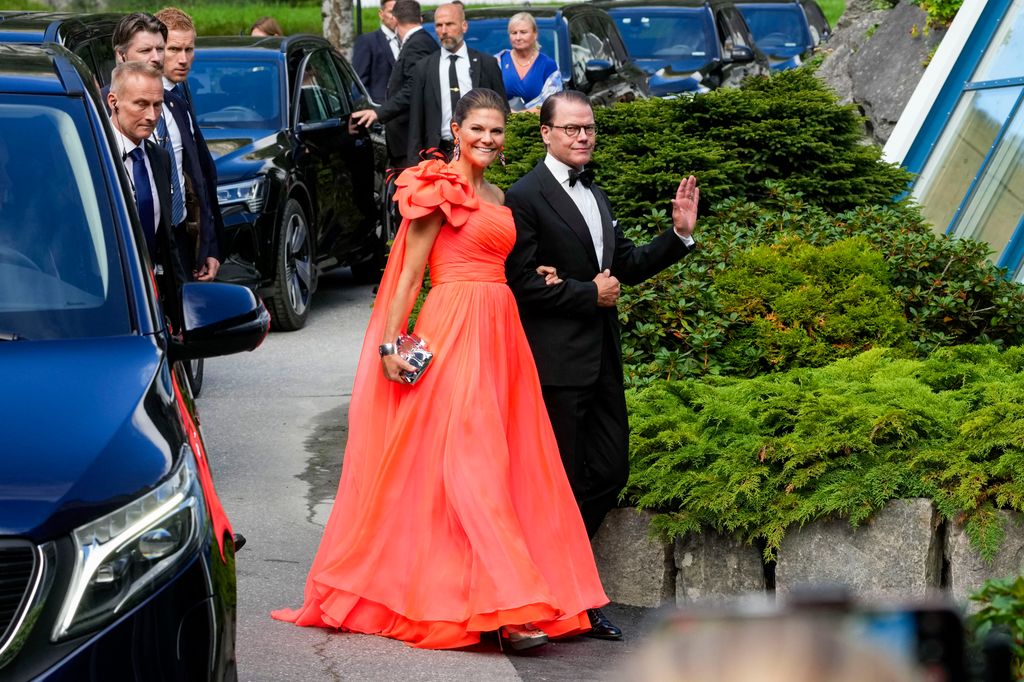 Crown Princess Victoria and Prince Daniel of Sweden at Princess Martha Louise's wedding