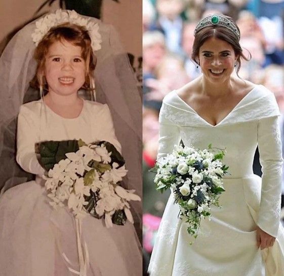 Princess Eugenie in a wedding dress as a child