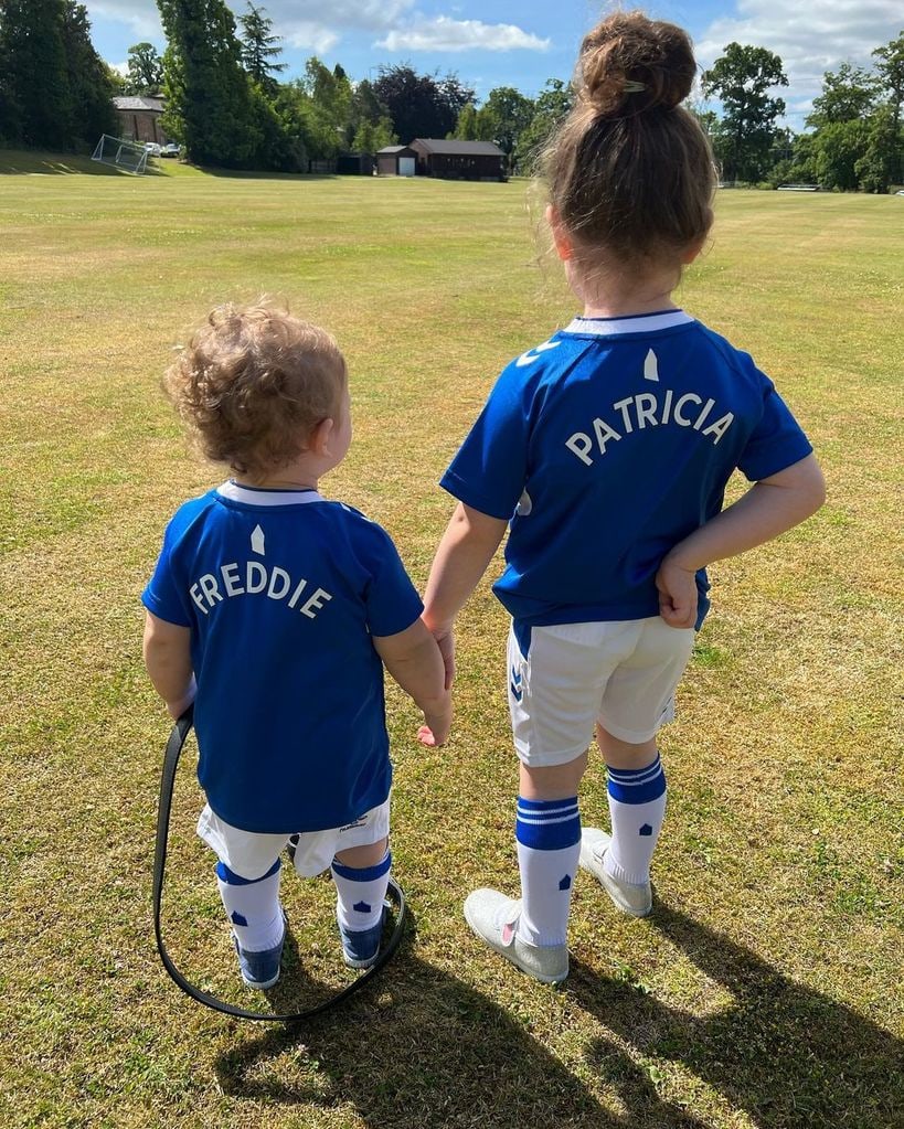 Christine shared this adorable photo of Freddie and Patricia in their football kits