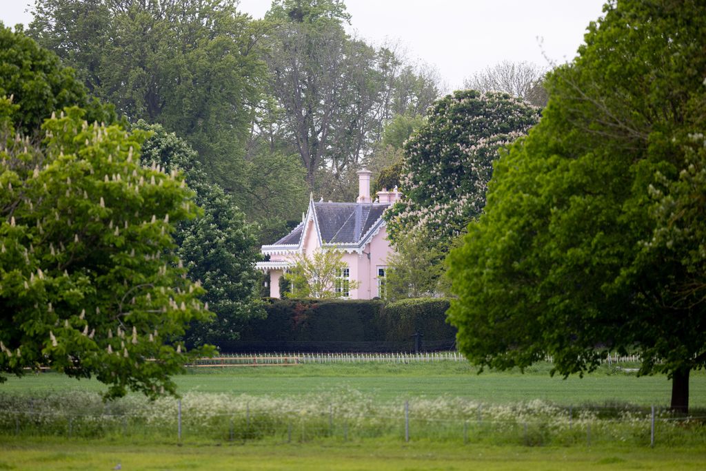 Pink house in grounds