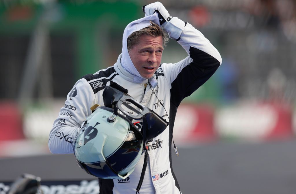 Brad Pitt, actor, attends the Mexico City Grand Prix Qualifying event at the Autodromo Hnos. Rodriguez in Mexico City, Mexico, on October 26, 2024.