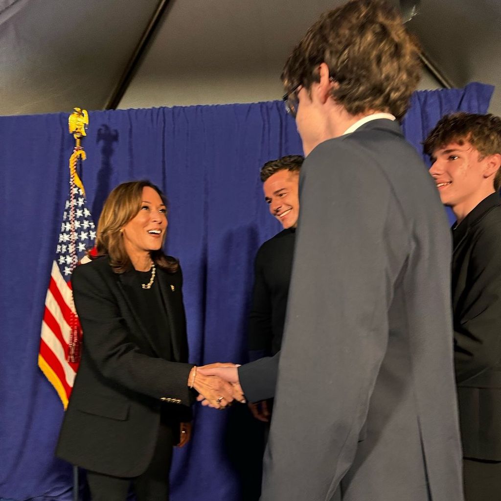 Kamala Harris interacts with Ricky Martin and his twin sons Valentino and Matteo at a rally in Philadelphia, photos shared on Instagram