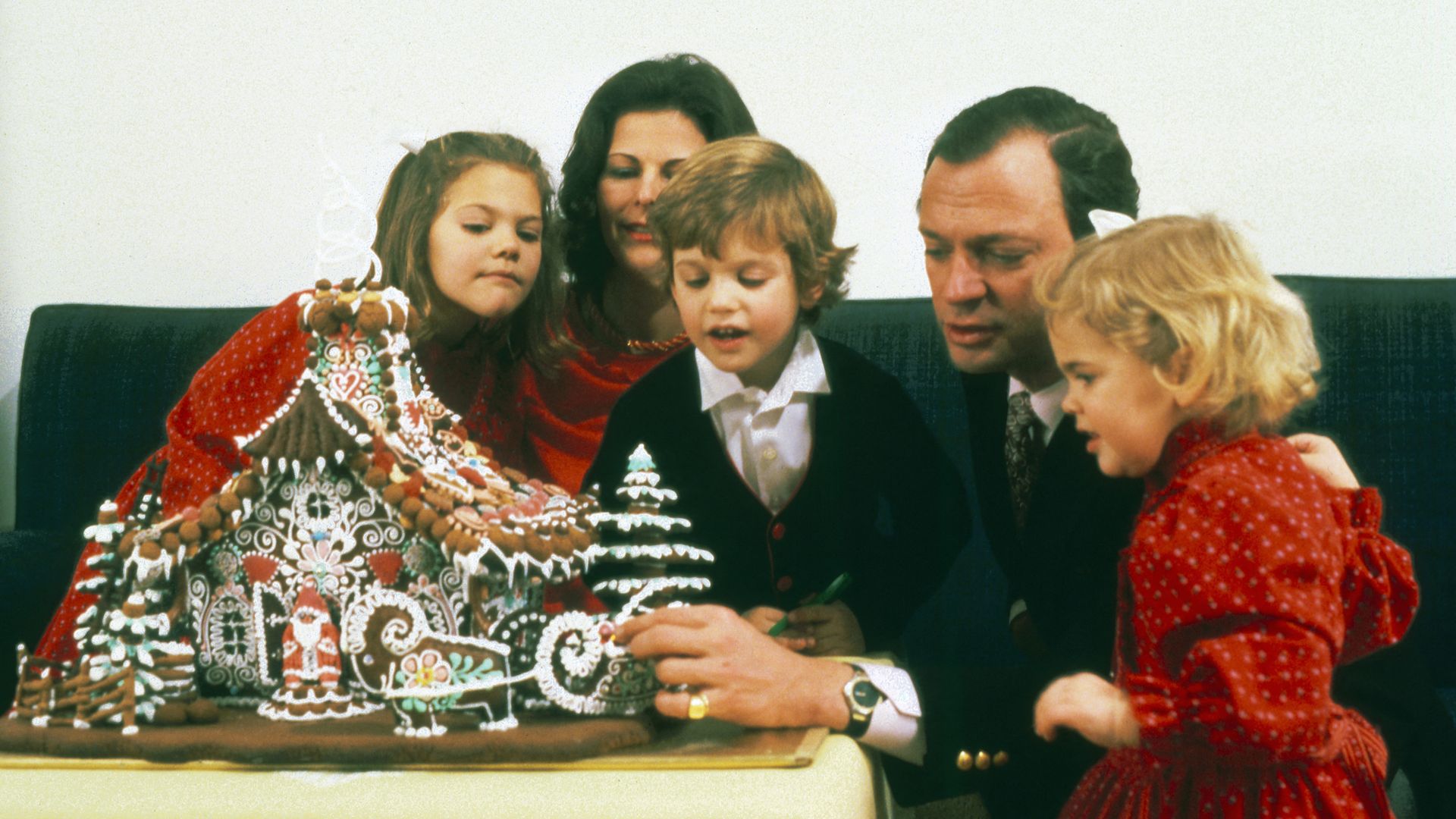 swedish royals with gingerbread house