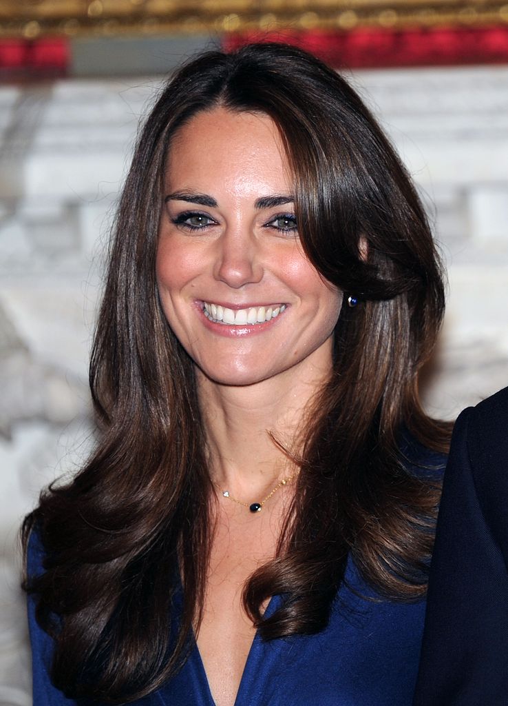 kate with glossy hair after announcing engagement 