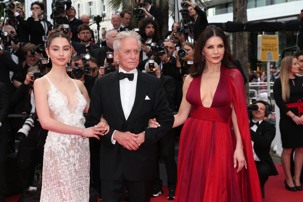 Catherine Zeta-Jones and Michael Douglas with Carys Douglas on the red carpet 