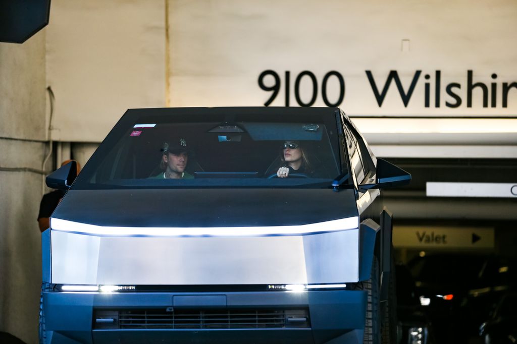 Justin and Hailey Bieber papped in their Tesla Cybertruck in Los Angeles