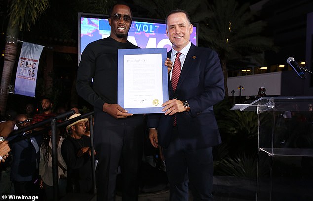 Back in 2015, the former mayor, Philip Levine, presented the honorary key to the city to Combs during the Revolt Music Conference at the Fontainebleau in the vibrant city; seen in October 2016