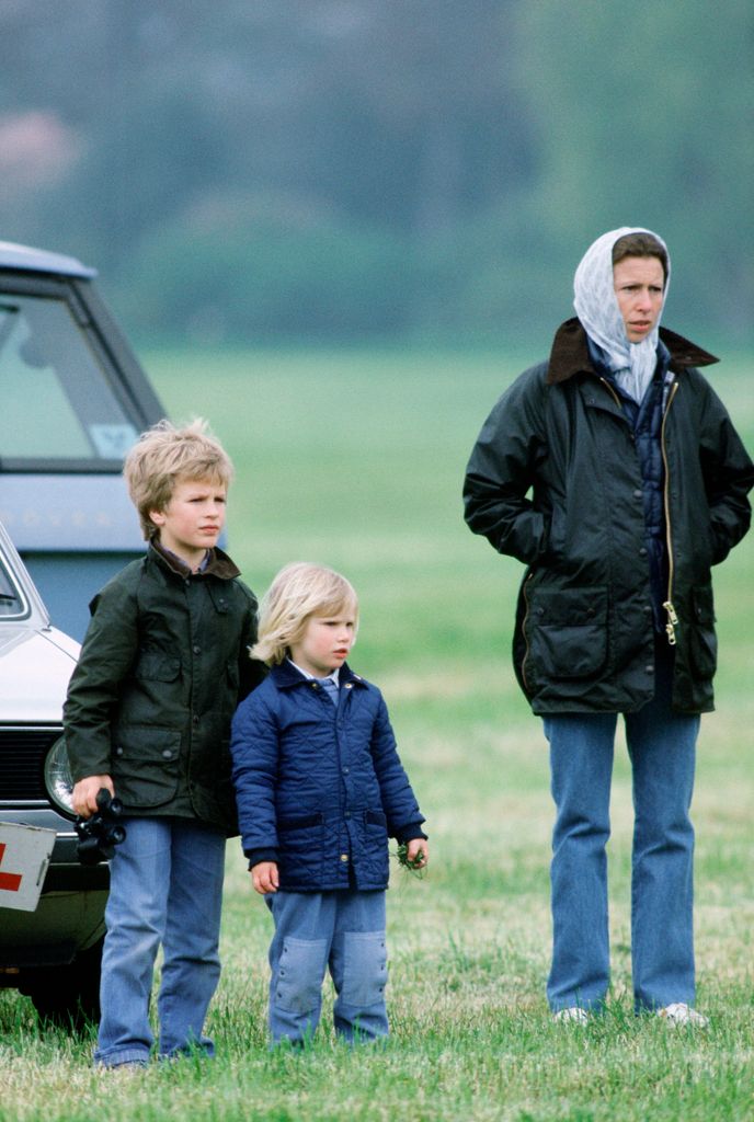 young Princess Anne in jeans alongside her denim-donning kids