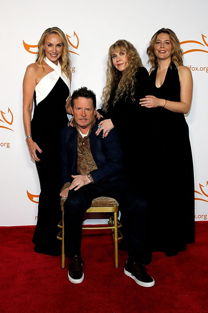 Tracy Pollan, Michael J. Fox, Stevie Nicks and Maggie Rogers attend A Funny Thing Happened On The Way To Cure Parkinson's at Cipriani South Street on November 16, 2024 in New York City