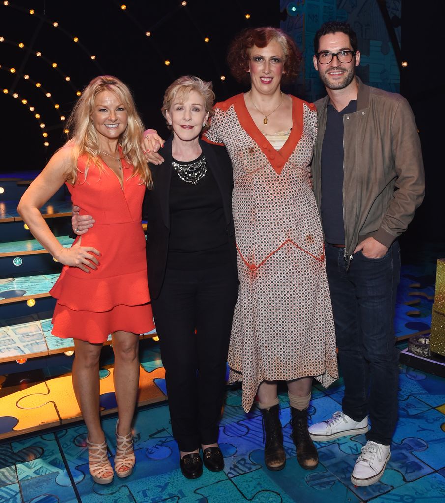 Sarah Hadland, Patricia Hodge, Miranda Hart and Tom Ellis attend the press night performance of "Annie" at The Piccadilly Theatre in 2017