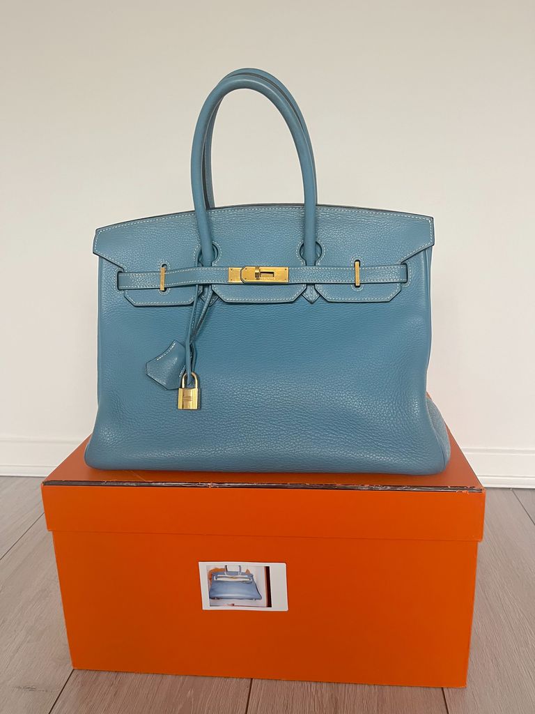 Hermès Birkin 35 In Blue Jean With Gold Hardware