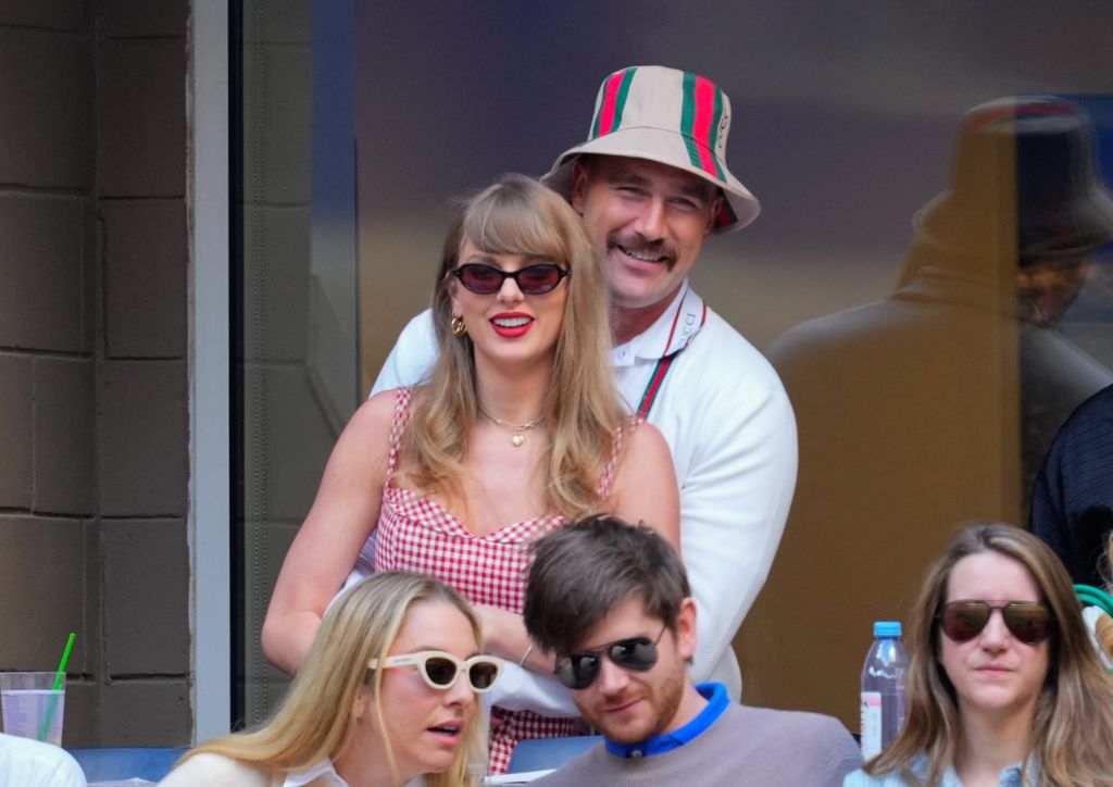 Taylor Swift and Travis Kelce are seen during the 2024 US Open Tennis Championships on September 08, 2024 in New York City.