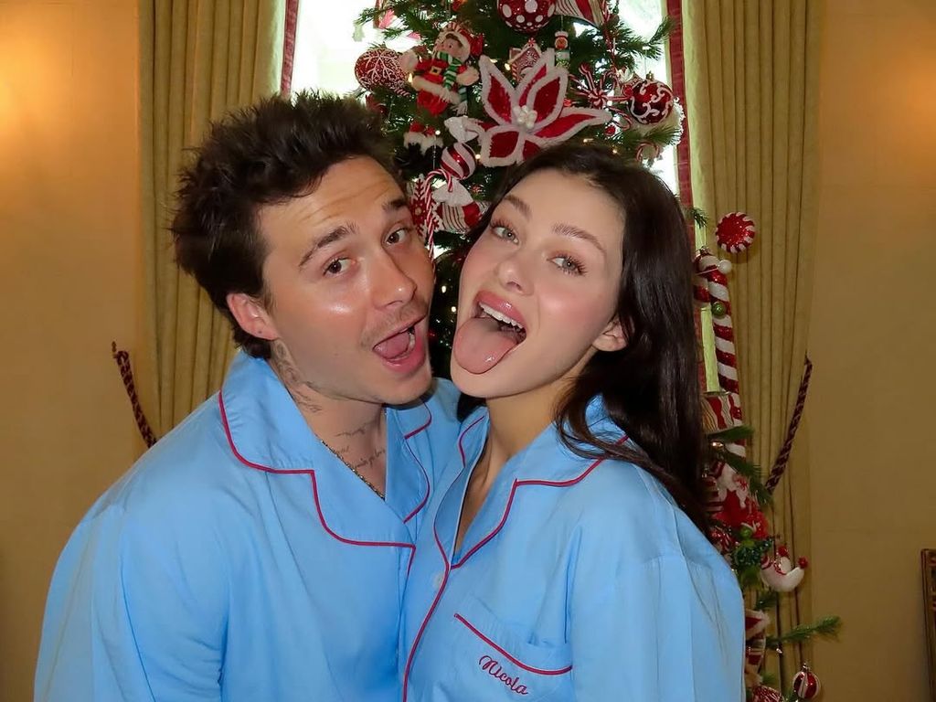 Last Christmas the couple opted for blue pyjamas