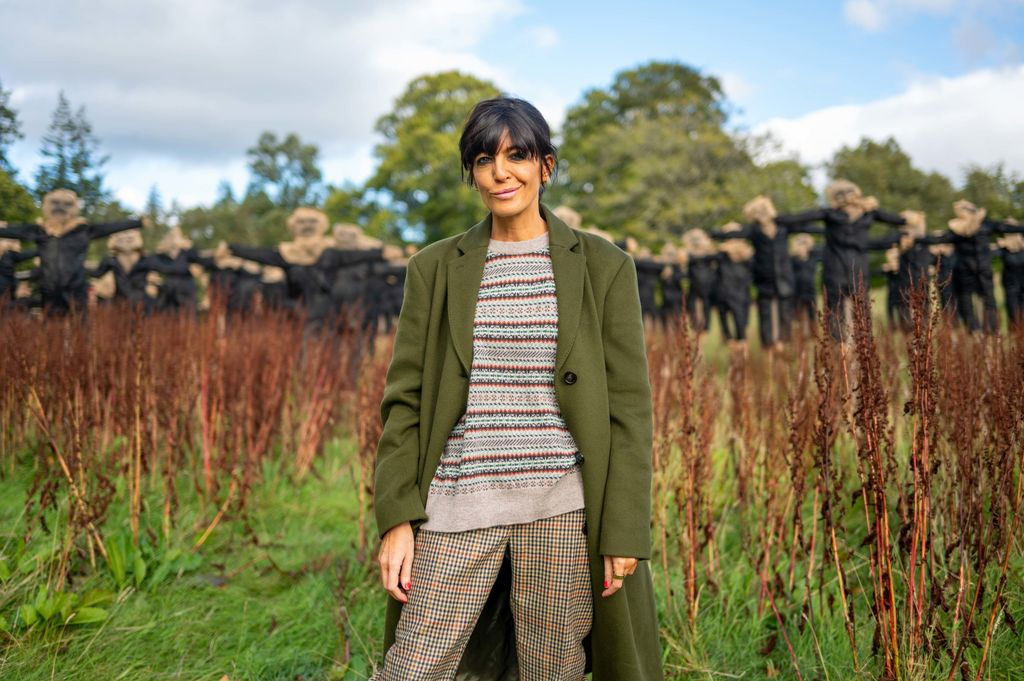 Claudia Winkleman wearing a khaki coat