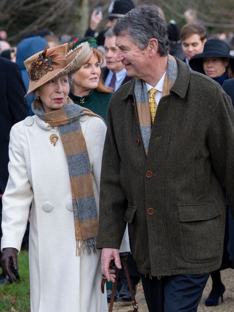 Princess Anne, Princess Royal and Timothy Laurence attend the Christmas Day service at St Mary Magdalene Church