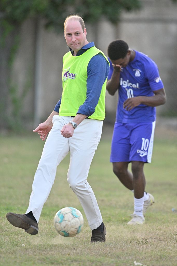 Prince William, Duke of Cambridge is seen playing soccer 