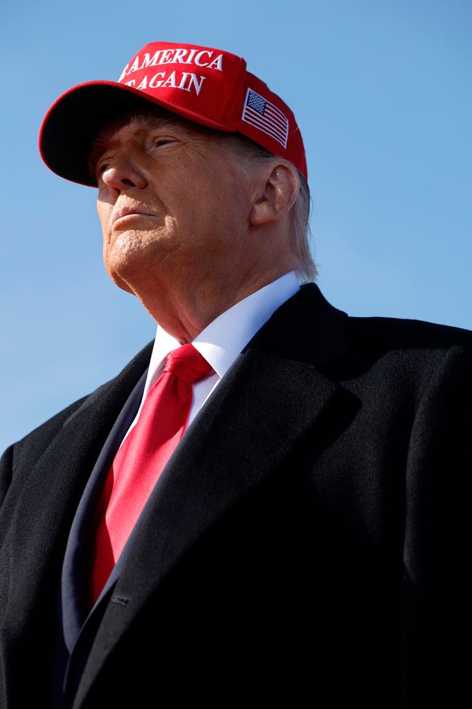 Donald Trump speaks during a campaign rally at Lancaster Airport on November 03, 2024 in Lititz, Pennsylvania