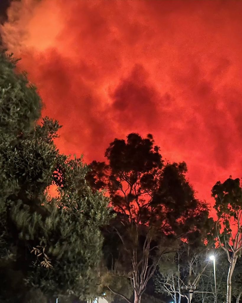 Jane posted pictures of the fire near her Malibu home