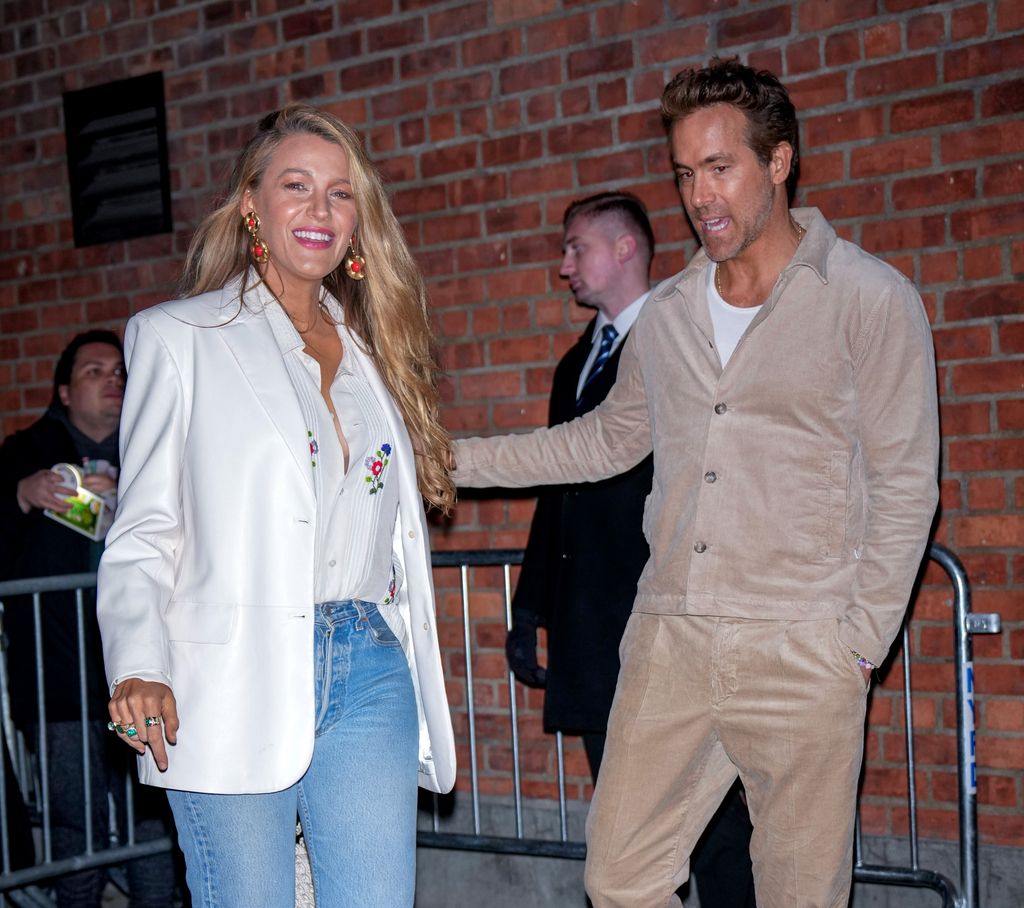 Blake Lively and Ryan Reynolds arrive at a screening of "Wicked" on December 3, 2024 in New York City.