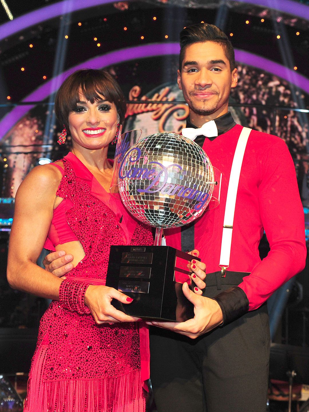 Flavia Cacace and Louis Smith with the Glitterball Trophy