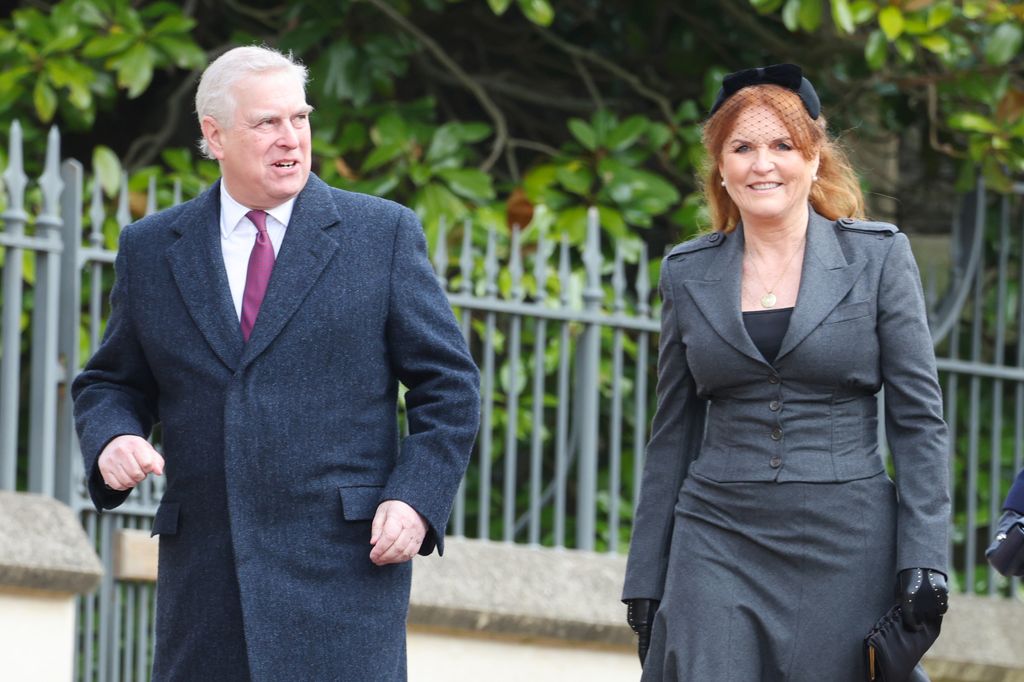 Prince Andrew, Duke of York, and Sarah, Duchess of York attend the Thanksgiving Service for King Constantine of the Hellenes at St George's Chapel on February 27, 2024 in Windsor