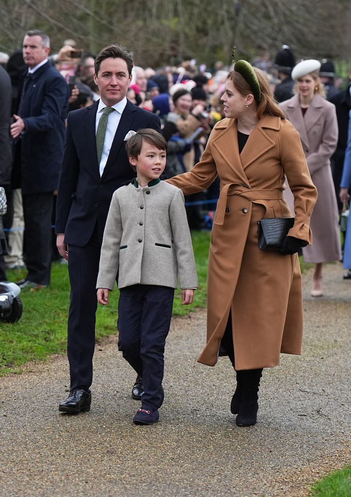 Princess Beatrice walked alongside her husband Edoardo Mapelli Mozzi and stepson Christopher Woolf 