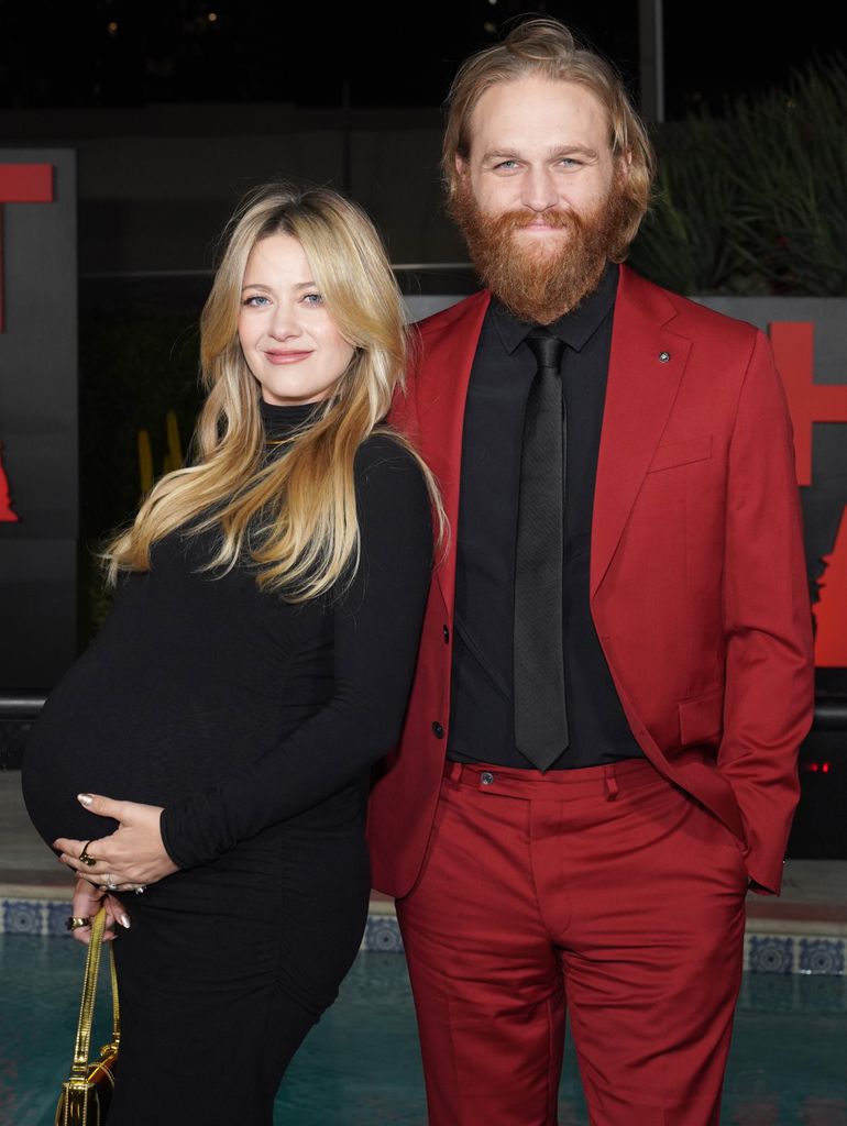 Meredith Hagner and Wyatt Russell attend the Los Angeles Premiere Of Universal Pictures' "Night Swim" at Hotel Figueroa on January 03, 2024 in Los Angeles, California. 