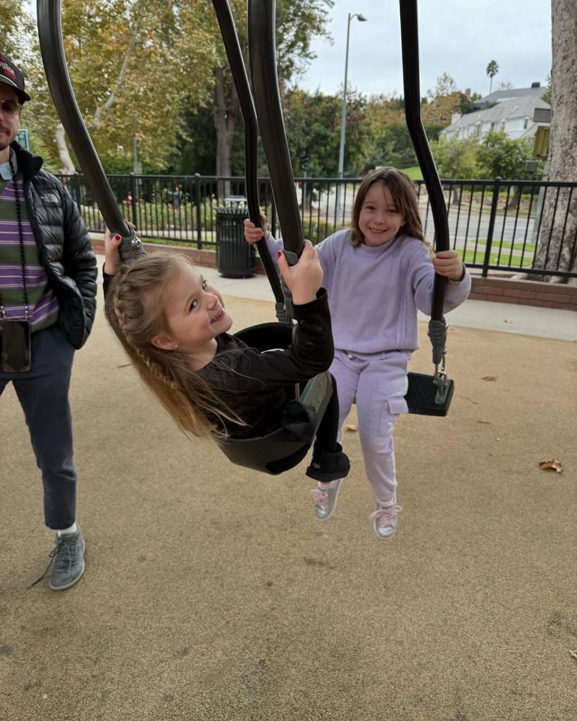 Hilary Duff shares picture of daughters Banks and Mae on swings